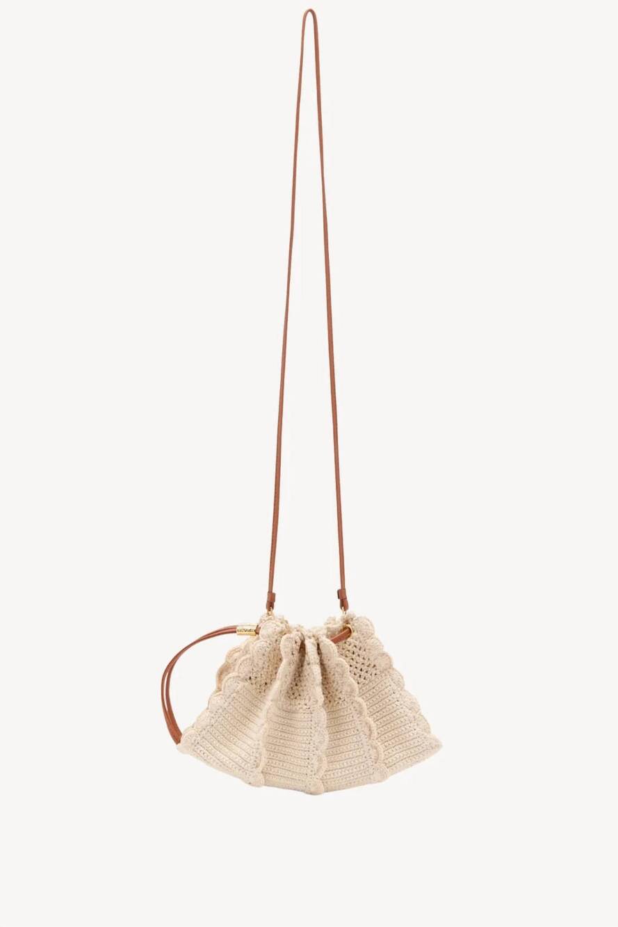 NEW ULLA JOHNSON adria small crochet crossbody bag in beige